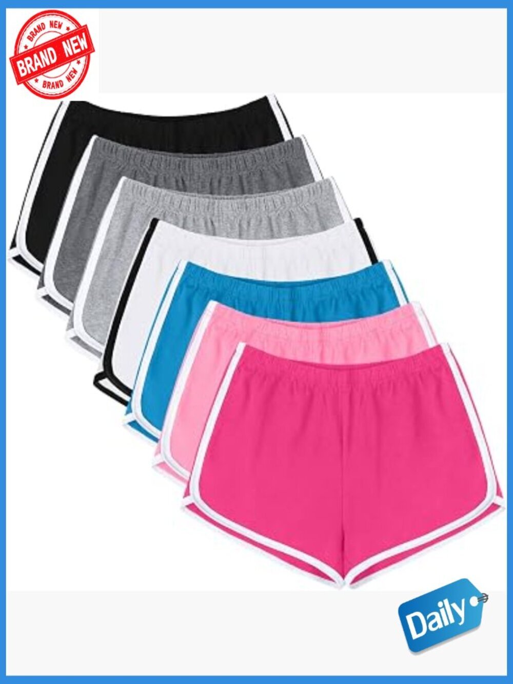 7 Pack Women's Cotton Dolphin Booty Athletic Shorts for Gym Yoga Lounge Running